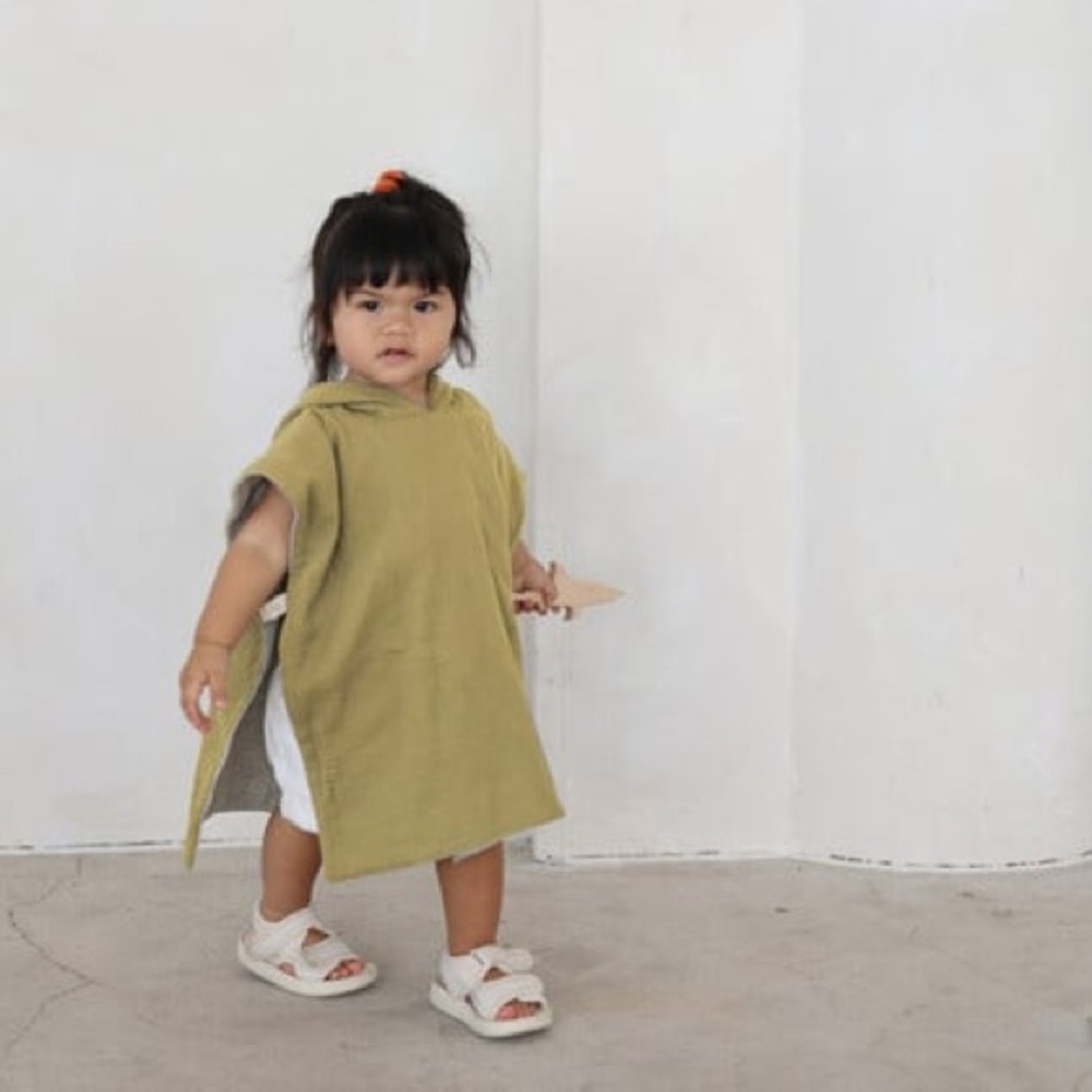 Big Little Universe Reversible Hooded Poncho Kids - Dijon Yellow